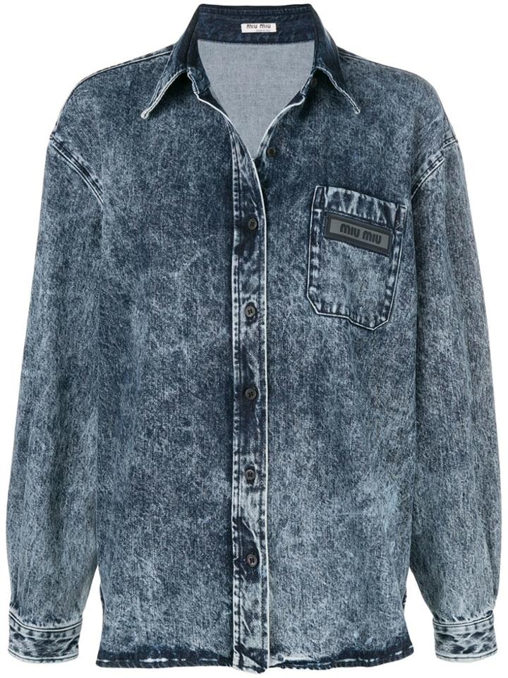 Miu Miu Stained Denim Shirt - Blue