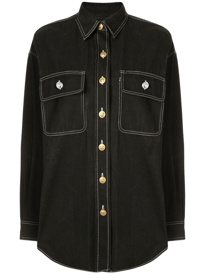 Chanel Pre-owned Stitching Details Shirt Jacket - Black