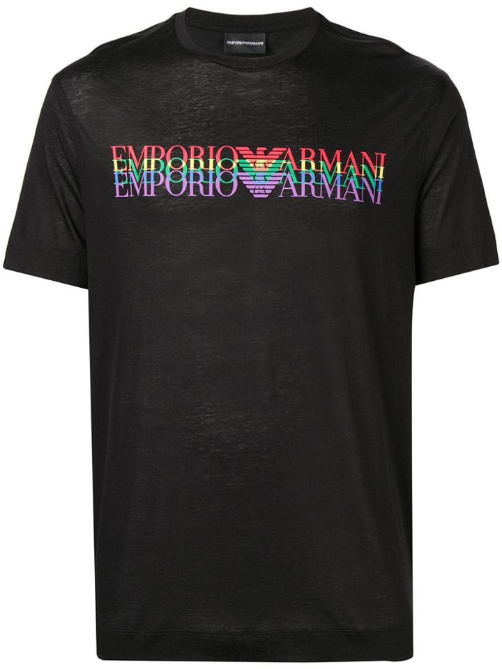 Emporio Armani Overlap Logo T-shirt - Black