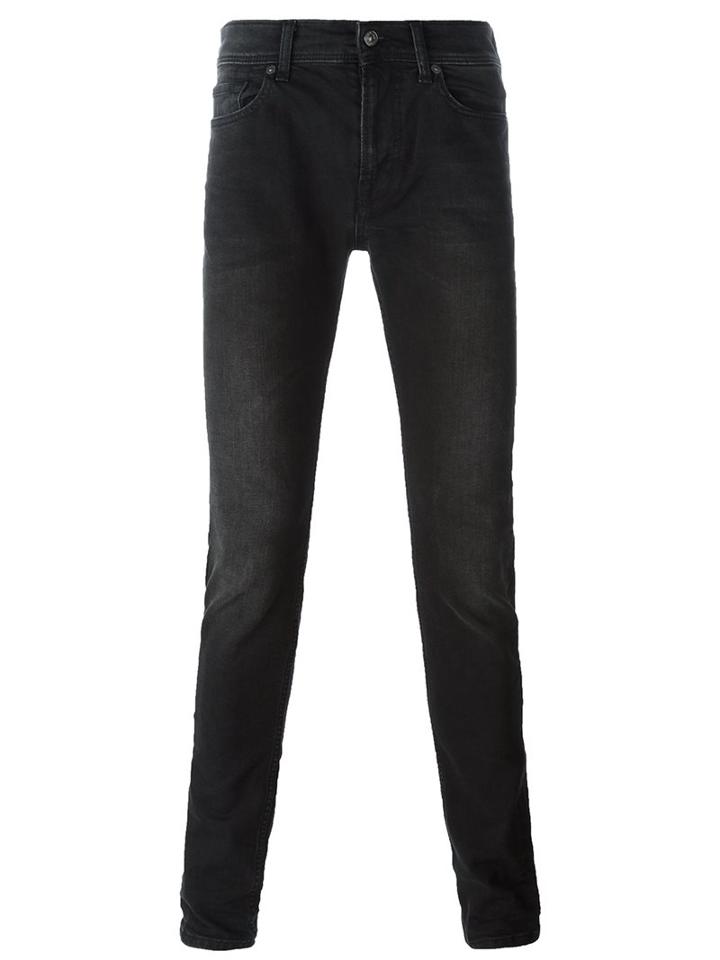 7 For All Mankind Slim-fit Jeans, Men's, Size: 31, Black, Cotton/spandex/elastane