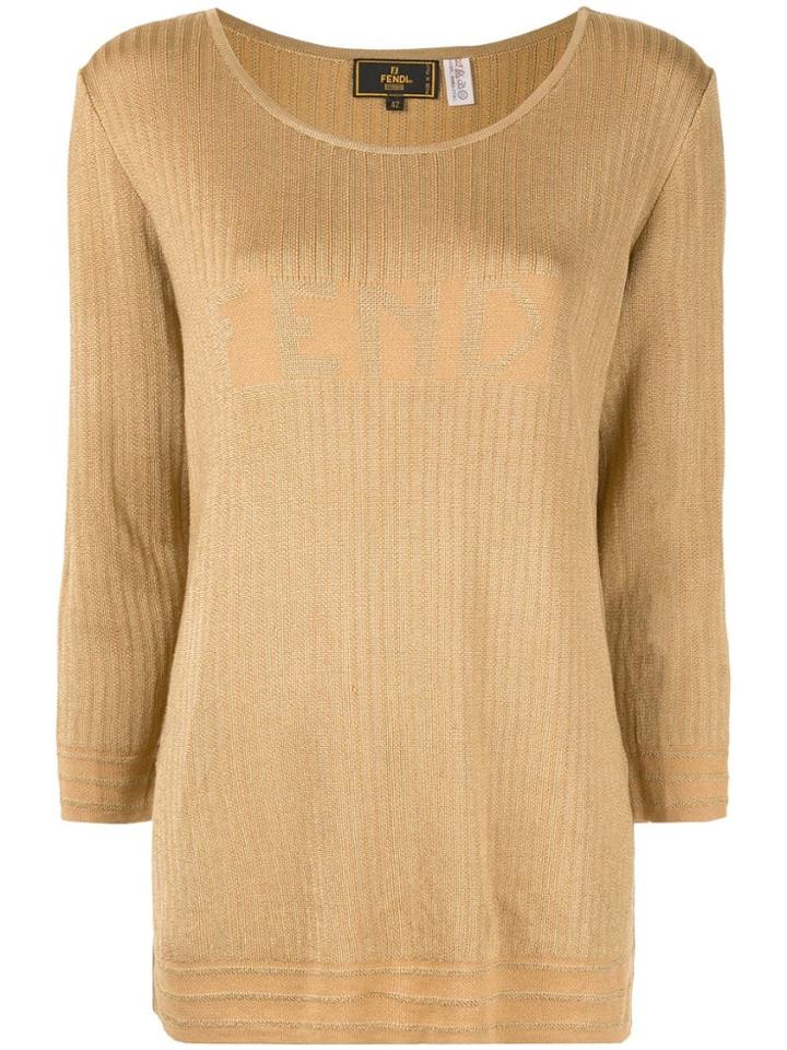 Fendi Vintage Logo Jacquard Jumper - Yellow