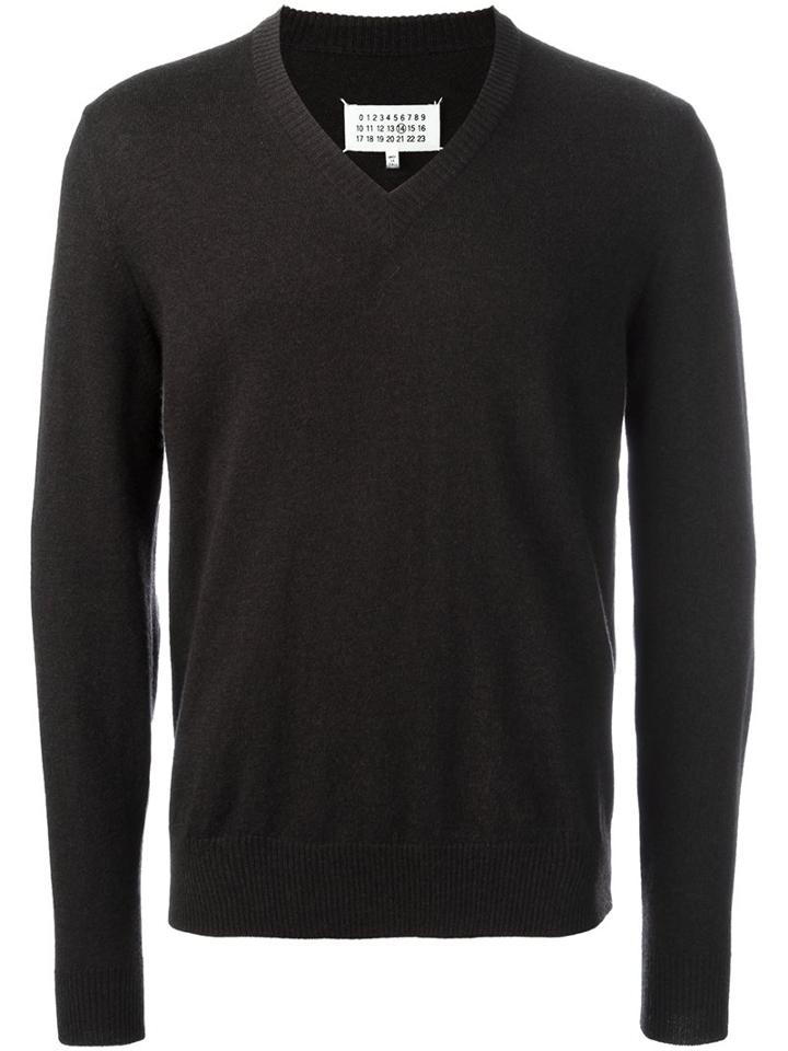 Maison Margiela Elbow Patch Sweater, Men's, Size: Xl, Brown, Calf Leather/wool