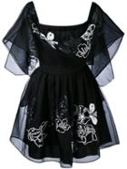 Fendi - Off The Shoulder Embroidered Floral Dress - Women - Silk/polyester - 42, Black, Silk/polyester