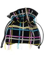 Les Petits Joueurs Drawstring Satchel With Beaded Fringe - Black