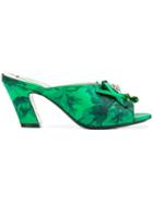 Nº21 Floral Print Embellished Mules - Green