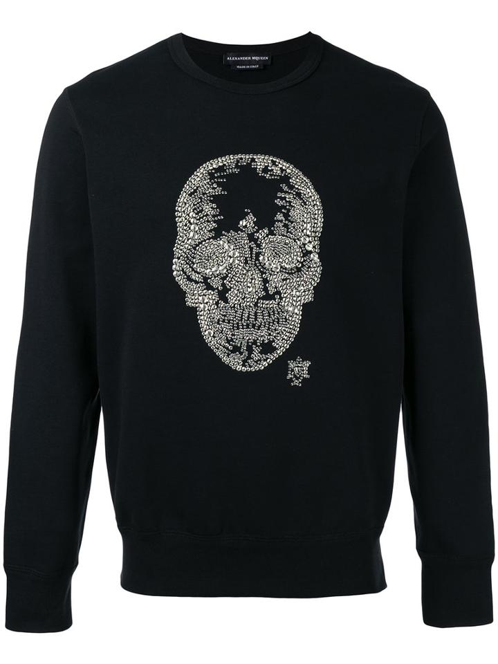 Alexander Mcqueen Skull Embellished Sweatshirt, Men's, Size: Large, Black, Cotton/plastic