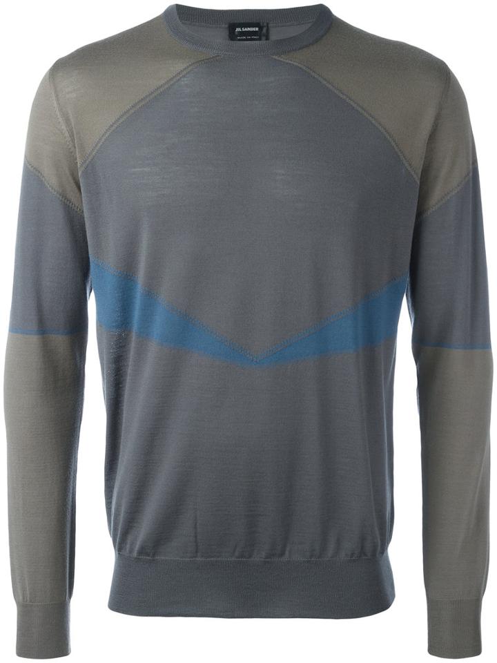 Jil Sander Geometric Detail Jumper, Men's, Size: 48, Grey, Virgin Wool