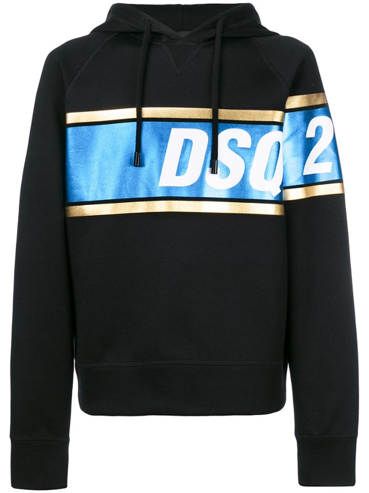 Dsquared2 Logo Stripe Hoodie - Black