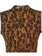 Miu Miu Cropped Leopard Print Top - Brown