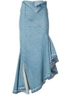 Monse Asymmetric Flared Skirt - Blue