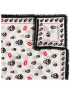 Alexander Mcqueen Skull And Lips Scarf - White