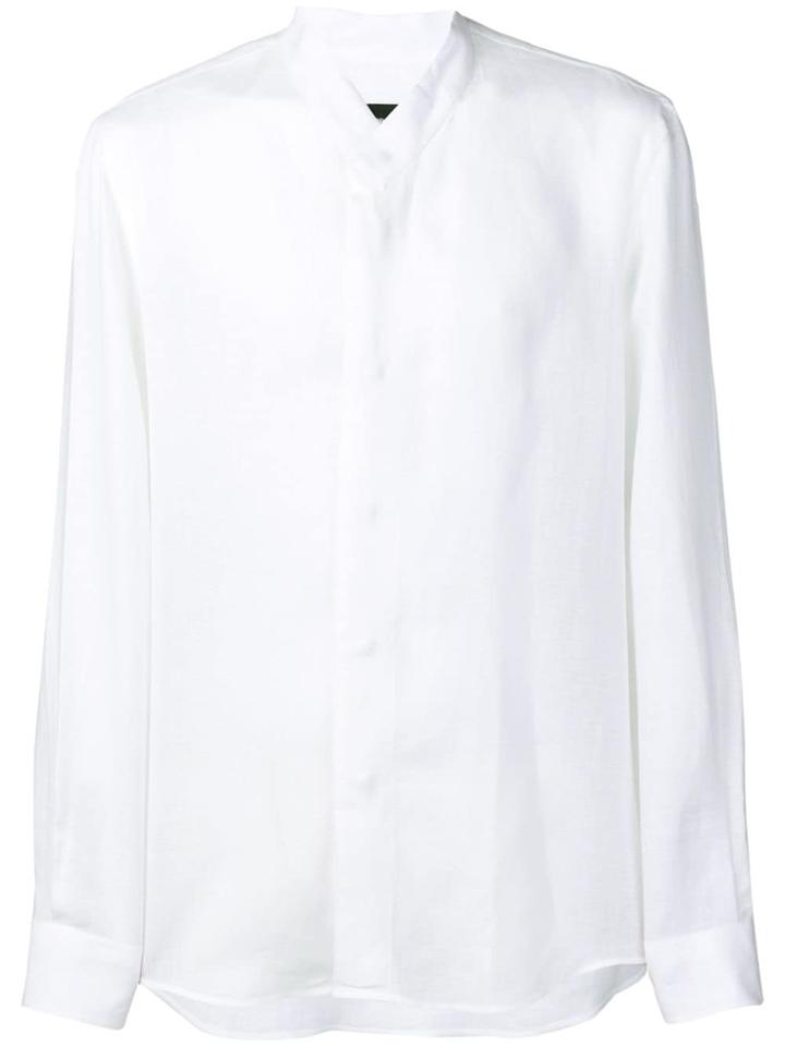 Giorgio Armani Collarless Button-up Shirt - White