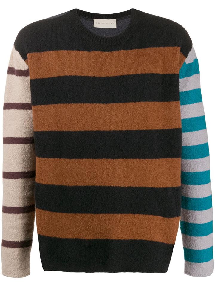 Paura Panelled Striped Jumper - Brown