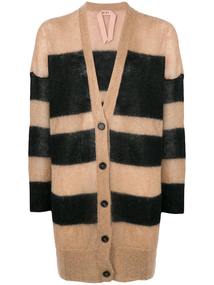 No21 Striped Oversized Cardigan - Nude & Neutrals