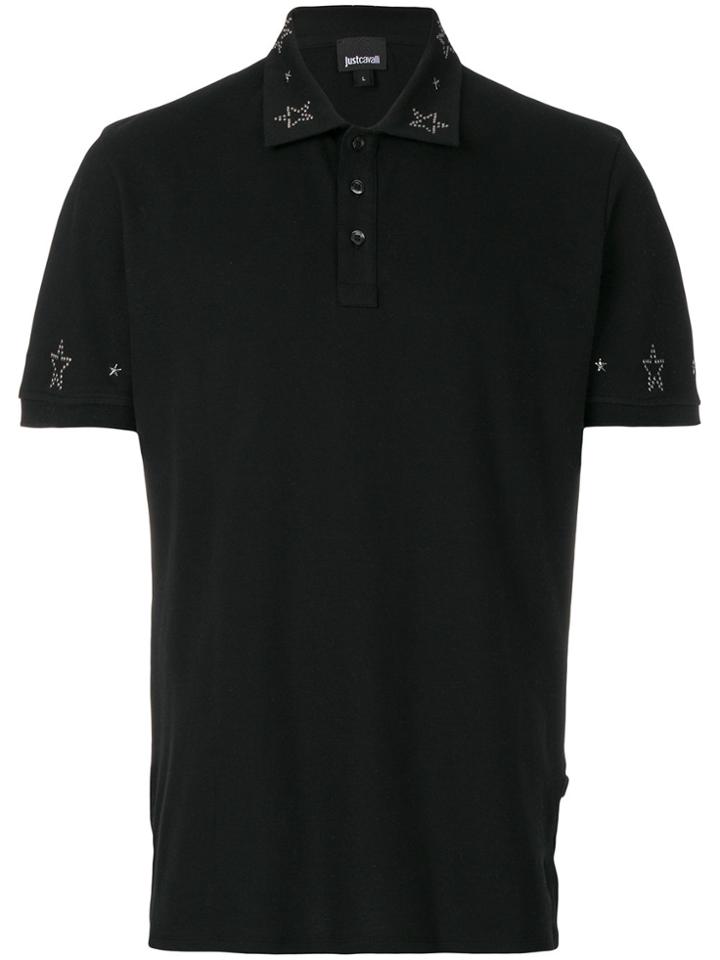 Just Cavalli Embellished Star Polo Shirt - Black