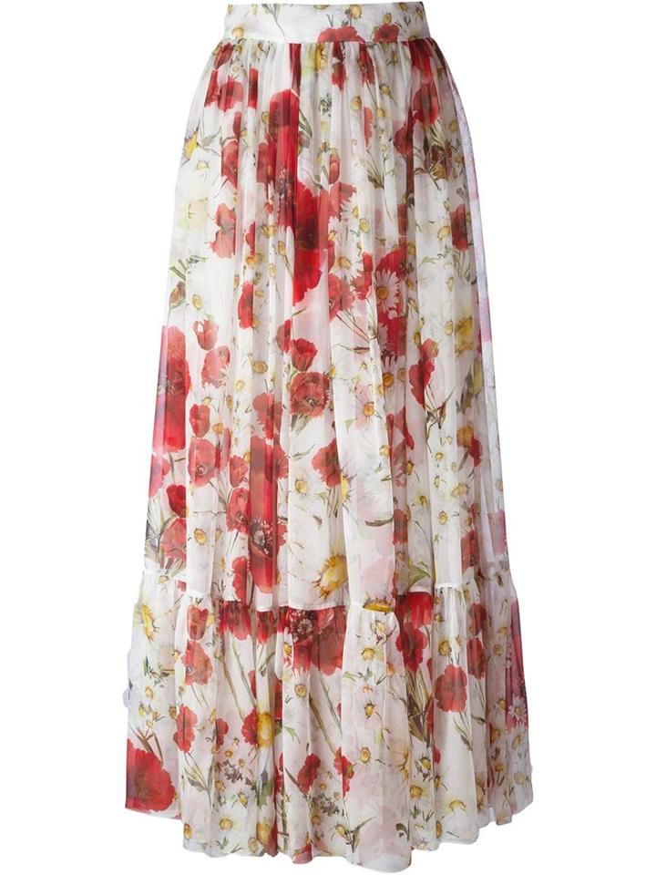 Dolce & Gabbana Pleated Floral Print Skirt