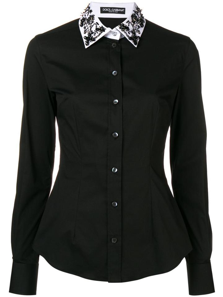 Dolce & Gabbana Embellished Collar Shirt - Black