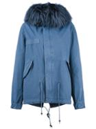 Mr & Mrs Italy Furry Trim Jacket, Women's, Size: Xxs, Blue, Cotton/racoon Fur