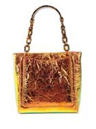 Edie Parker Metallic Chain Strap Tote Bag - Orange