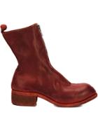 Guidi Front Zip Detail Boots - Red