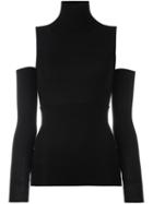 Mm6 Maison Margiela High Neck Cropped Blouse, Women's, Size: Medium, Black, Wool