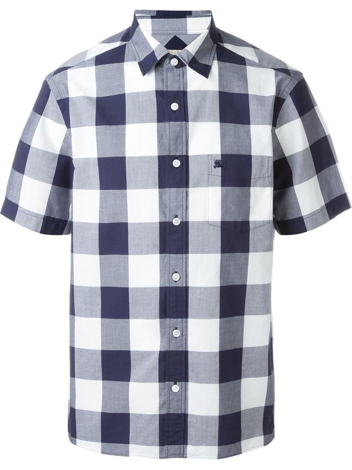 Burberry Brit Shortsleeved Checked Shirt, Men's, Size: L, Blue, Cotton