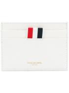 Thom Browne Single Card Holder With Tennis Ball Intarsia In Pebble