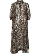 Ganni Leopard Print Shirt Dress - Black