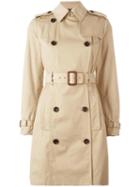 Michael Michael Kors Double Breasted Belted Trench Coat, Women's, Size: Xs, Nude/neutrals, Cotton/polyester/spandex/elastane