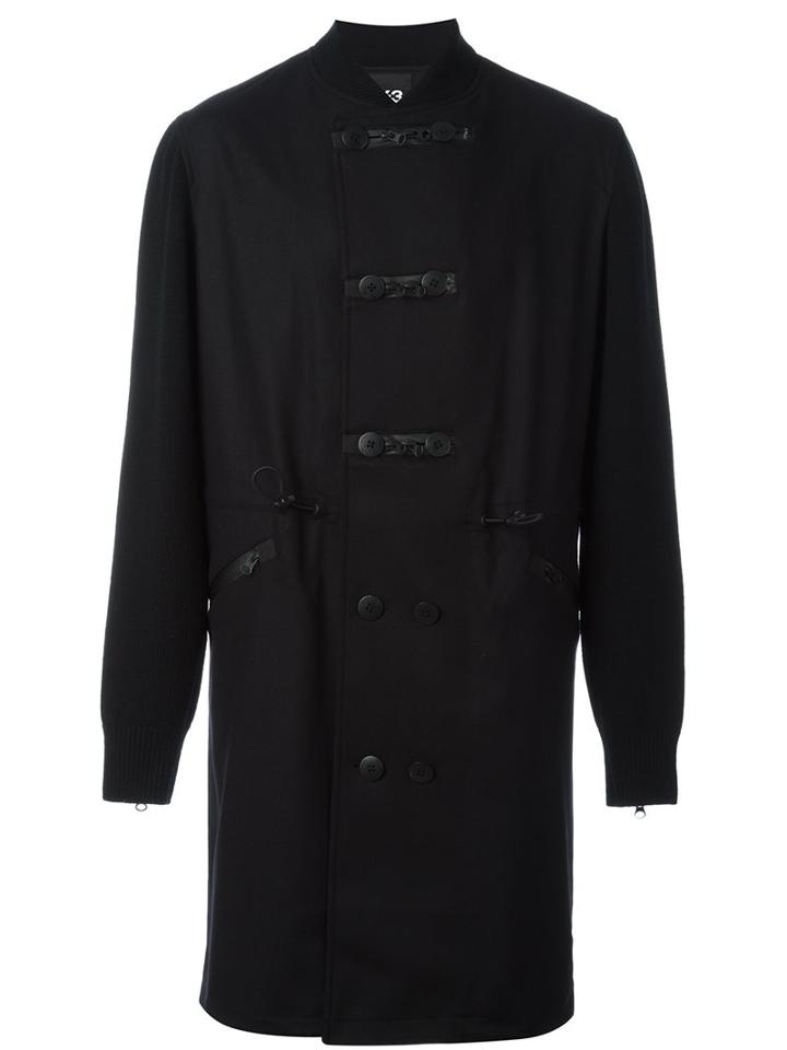 Y-3 Ribbed Neck Duffle Coat, Men's, Size: Small, Black, Polyamide/polyester/spandex/elastane/polyacrylic