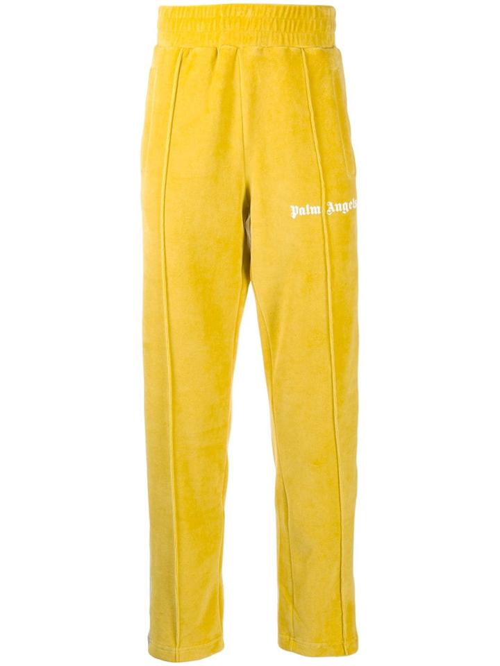 Palm Angels Velvet Track Pants - Yellow