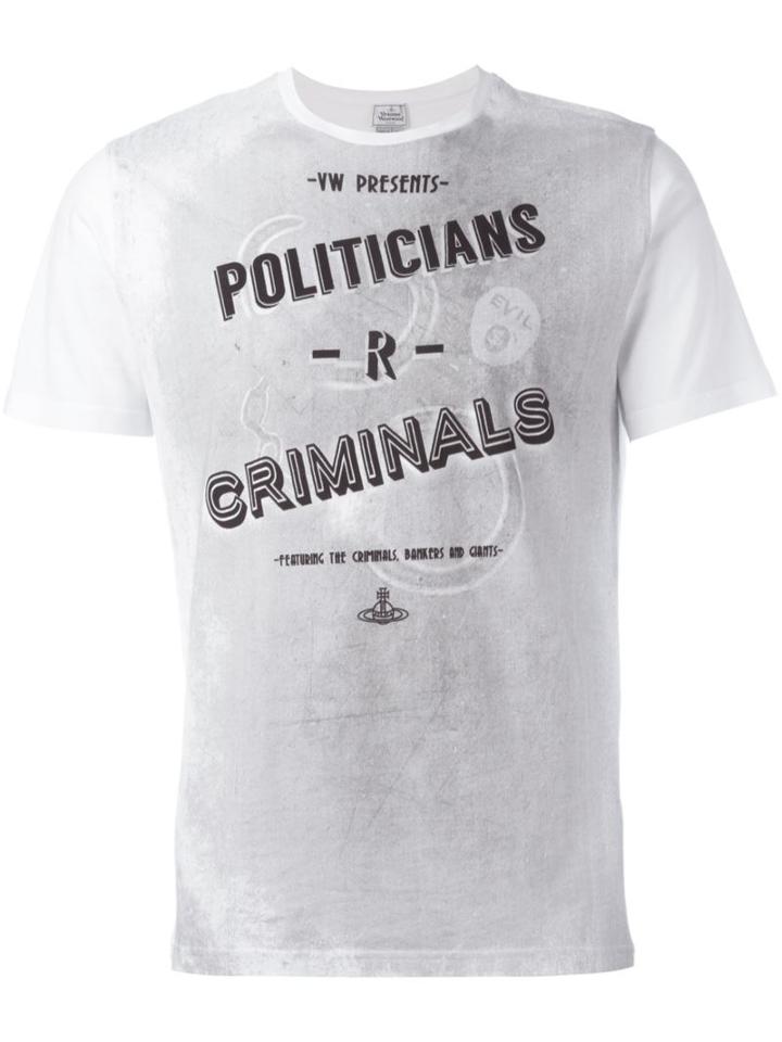 Vivienne Westwood Man 'politicians/criminals' T-shirt, Men's, Size: Small, Grey, Cotton