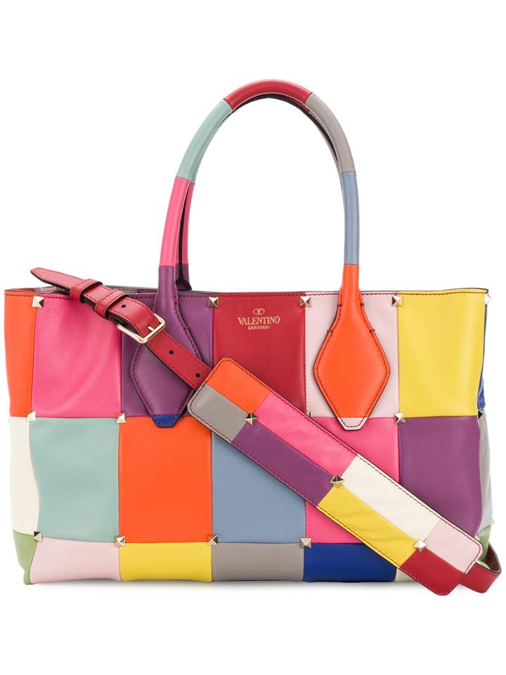Valentino Puzzlestud Small Patchwork Tote - Multicolour