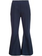 Ellery Cropped Flared Trousers, Women's, Size: 12, Blue, Spandex/elastane/wool