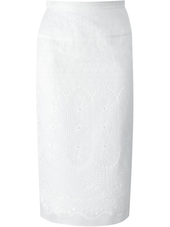 No21 Edna Skirt, Women's, Size: 42, White, Silk/cotton