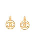 Chanel Vintage Round Cc Swing Earrings - Gold