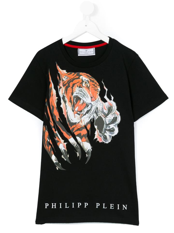Philipp Plein Kids - Tiger Print T-shirt - Kids - Cotton - 14 Yrs, Black