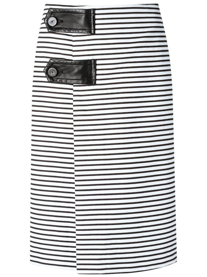 Reinaldo Lourenço - Striped Midi Skirt - Women - Acetate - 42, Black, Acetate