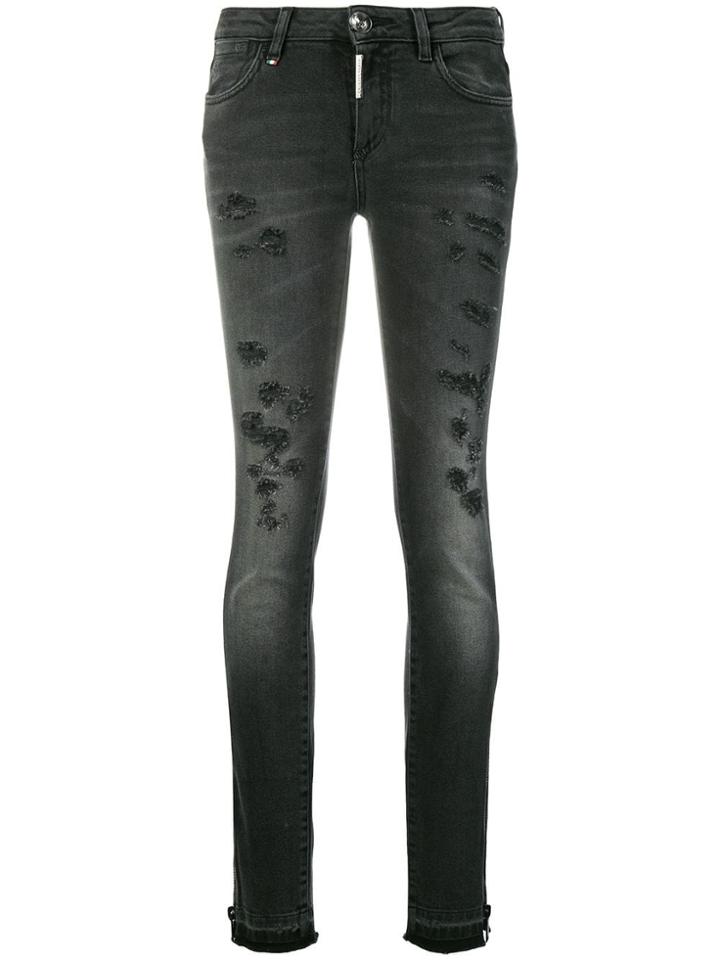Philipp Plein Slim Distressed Jeans - Black