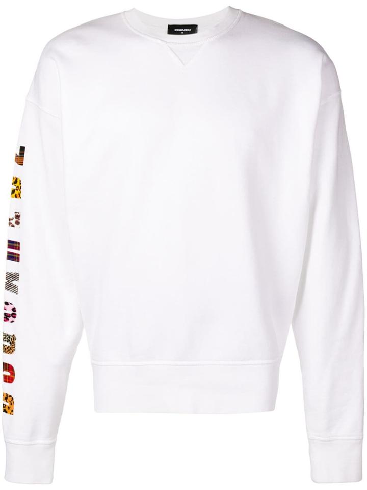 Dsquared2 Printed Sleeve Jumper - White