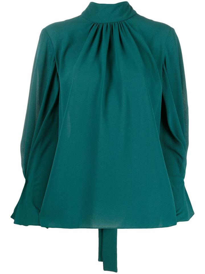 Emilia Wickstead Venice Gathered Sleeve Blouse - Green