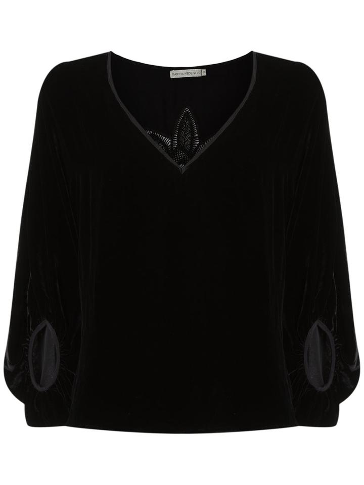 Martha Medeiros - Lace Velvet Top - Women - Silk - 38, Black, Silk