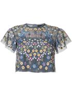 Needle & Thread Floral Embroidered Blouse, Women's, Size: 4, Blue, Polyester