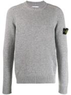 Stone Island Logo Slim-fit Sweater - Grey
