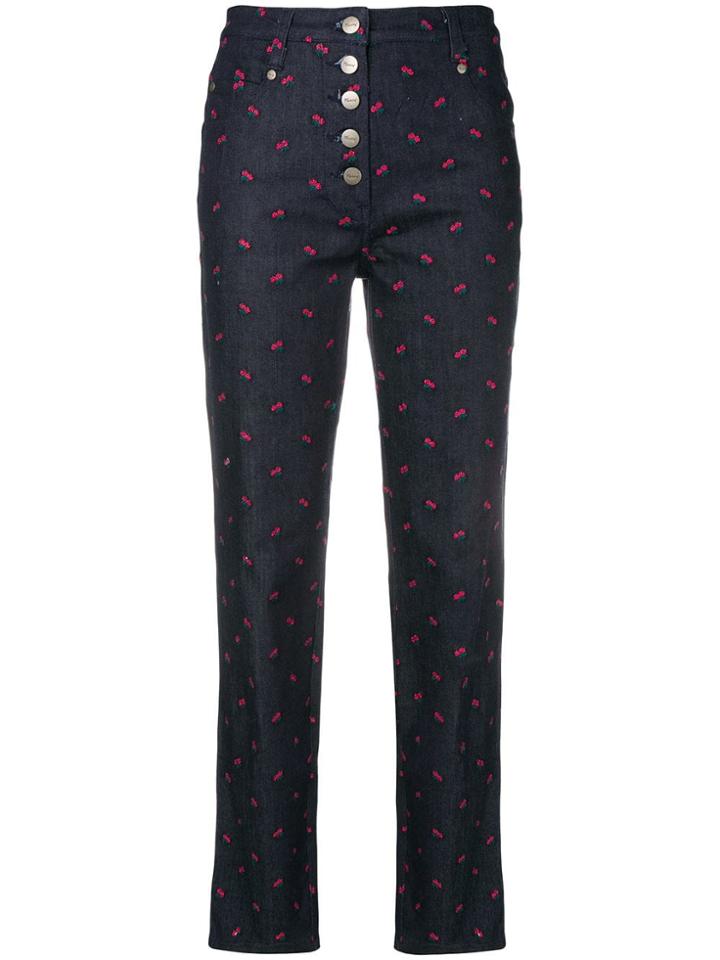 Miaou Rose Embroidered Flared Jeans - Blue