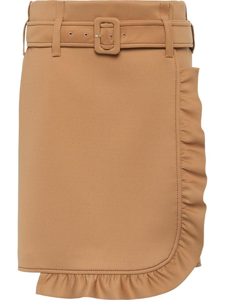 Prada Technical Jersey Skirt With Ruffles - Neutrals