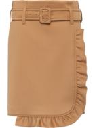 Prada Technical Jersey Skirt With Ruffles - Neutrals