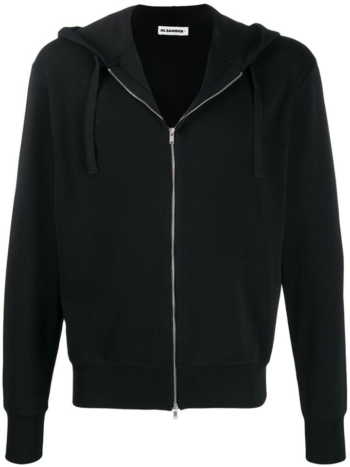 Jil Sander Hooded Zip-up Jacket - Black