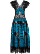 Alberta Ferretti - Lace Panel Dress - Women - Silk/cotton/polyamide/polyester - 40, Women's, Black, Silk/cotton/polyamide/polyester