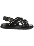 Marni Crystal Embellished Fussbett Sandals - Black